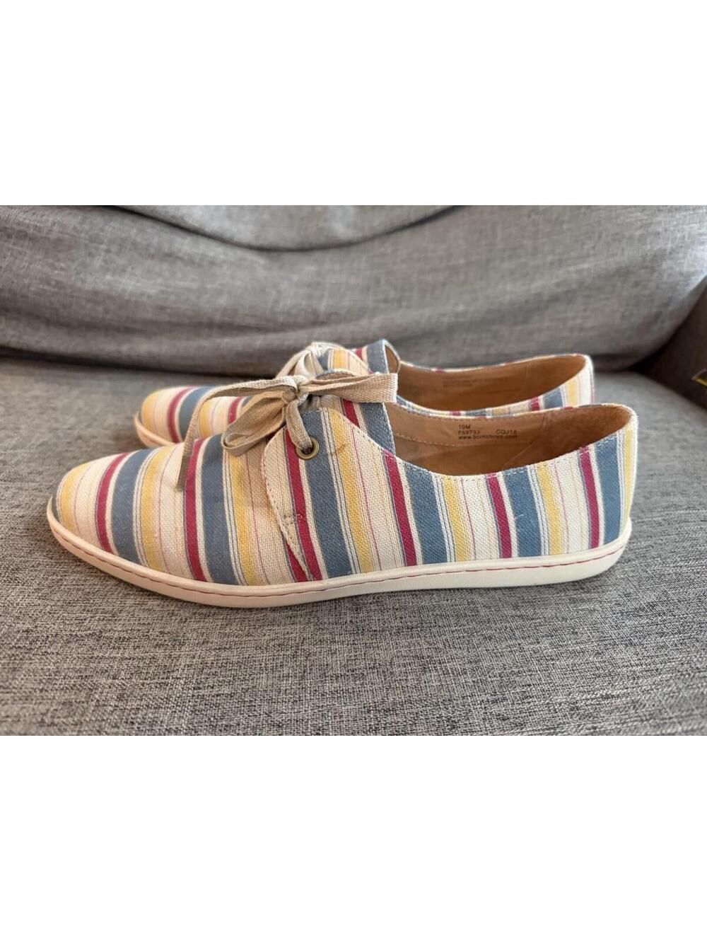 Born Hand Crafted Footwear Womens 10 Canvas Lace Up Oxford Flat Multi Stripe - Picture 5 of 12